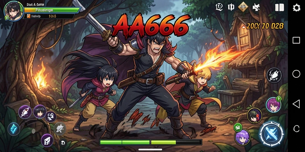 Tampilan gameplay menegangkan di dunia anime yang indah.