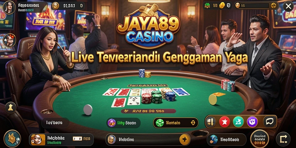 Gameplay JAYA89 yang menarik dengan dealer langsung dan suasana kasino.