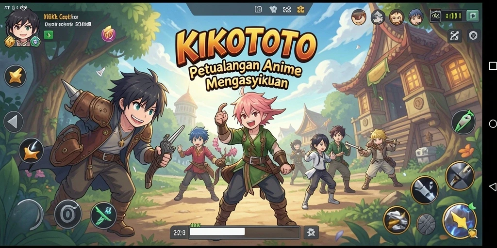 Tangkapan layar utama KIKOTOTO menampilkan aksi seru dalam permainan Anime.