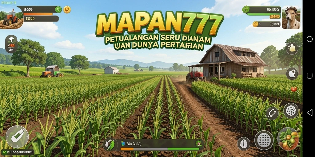 Tampilan screenshot MAPAN777 menampilkan kebun yang indah dan aktifitas bertani.