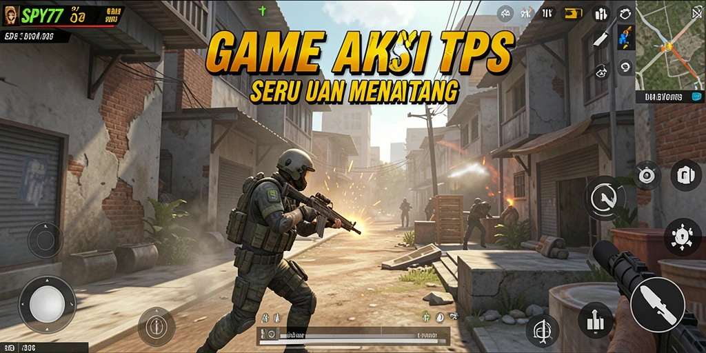 Tampilan gameplay SPY77 yang menegangkan dalam aksi TPS.
